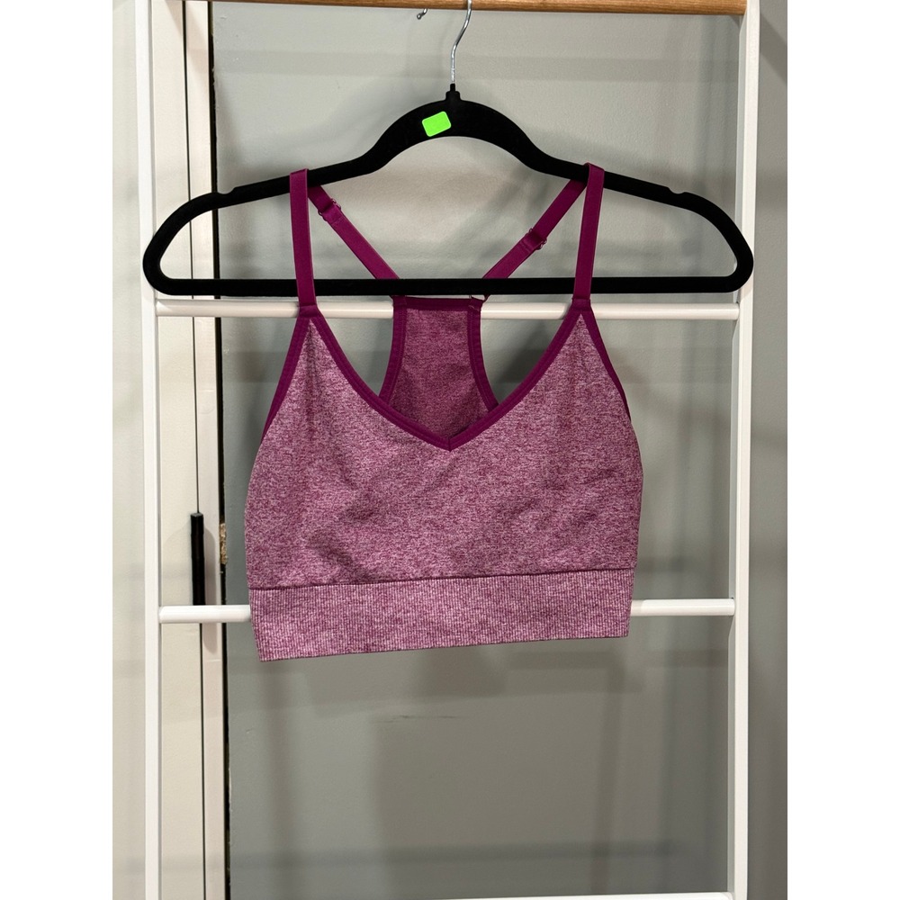 Pink Victoria's Secret Active Sport Bra Magenta Purple Heathered Racerback L Y2K
